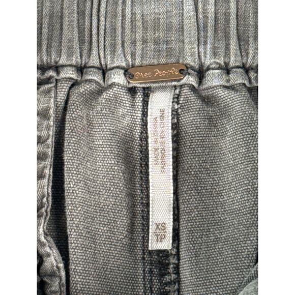 Free People Paperbag Pants XS Button Fly Drawstring Black Jogger Jeans - Picture 6 of 8